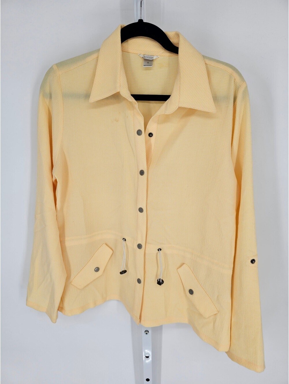 Christopher & Banks Women's Yellow Plaid Adjustable Long Sleeve Jacket Size S - Picture 1 of 5